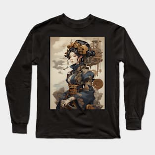 Ukiyo e style steampunk girl Long Sleeve T-Shirt